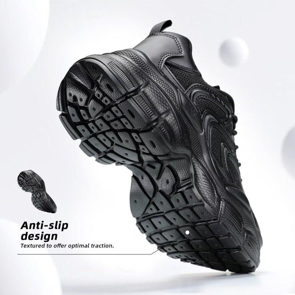 All-Black Women's Chunky Athletic Sneakers - Picture 4 of 7